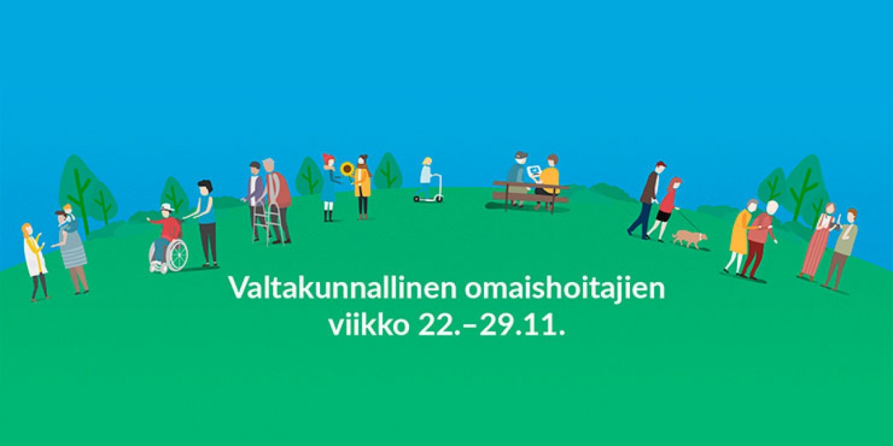 Omaishoitajien viikon 2020 logo. Kuvituskuva.