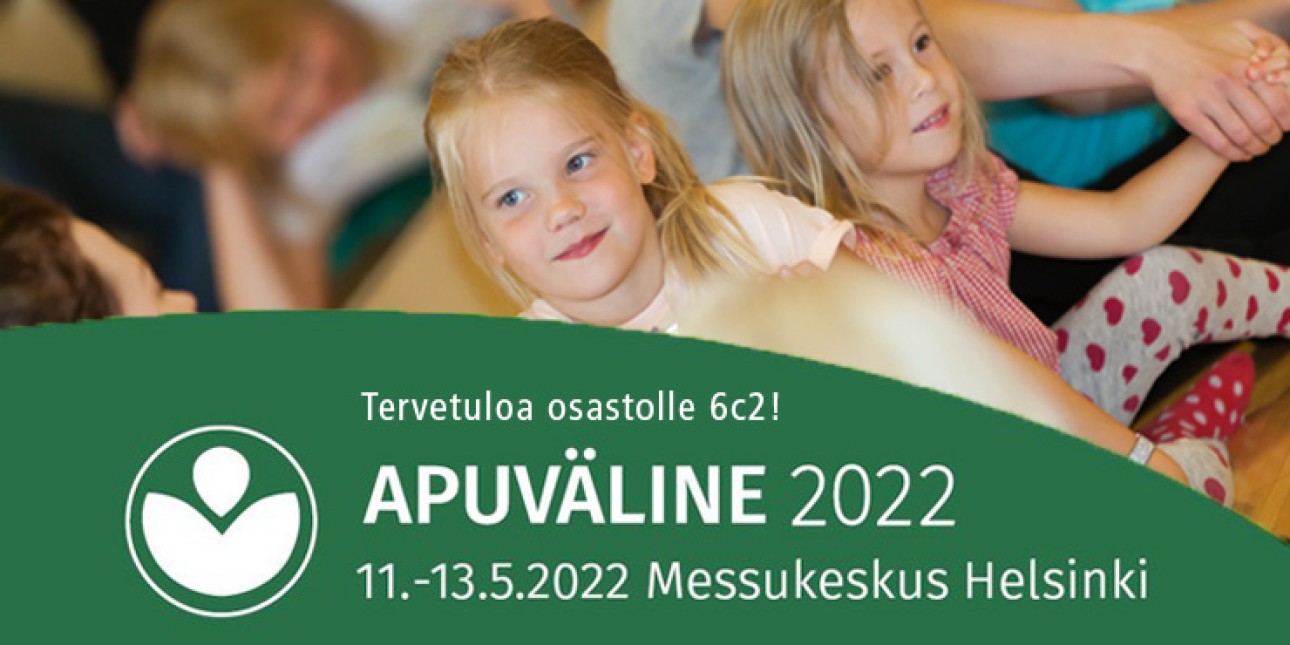 Apuvälinessujen logo ja harvinaisten lasten kuva.