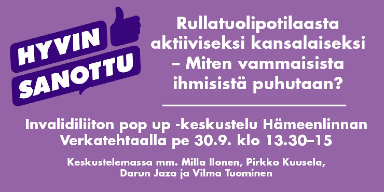 Hyvin sanottu -keskustelufestivaali Hämeenlinnassa 30.9.2022.