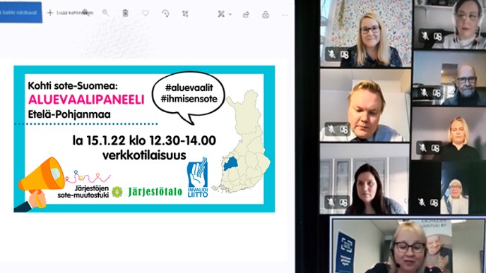 Ihmisiä eteyhteydellä Etelä-Pohjanmaan vaalipaneelissa.