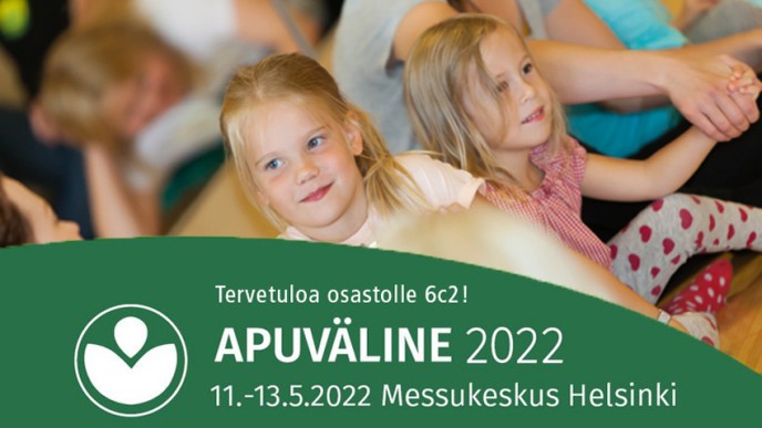 Apuvälinessujen logo ja harvinaisten lasten kuva. 