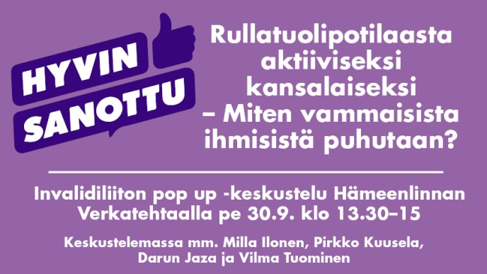 Hyvin sanottu -keskustelufestivaali Hämeenlinnassa 30.9.2022.